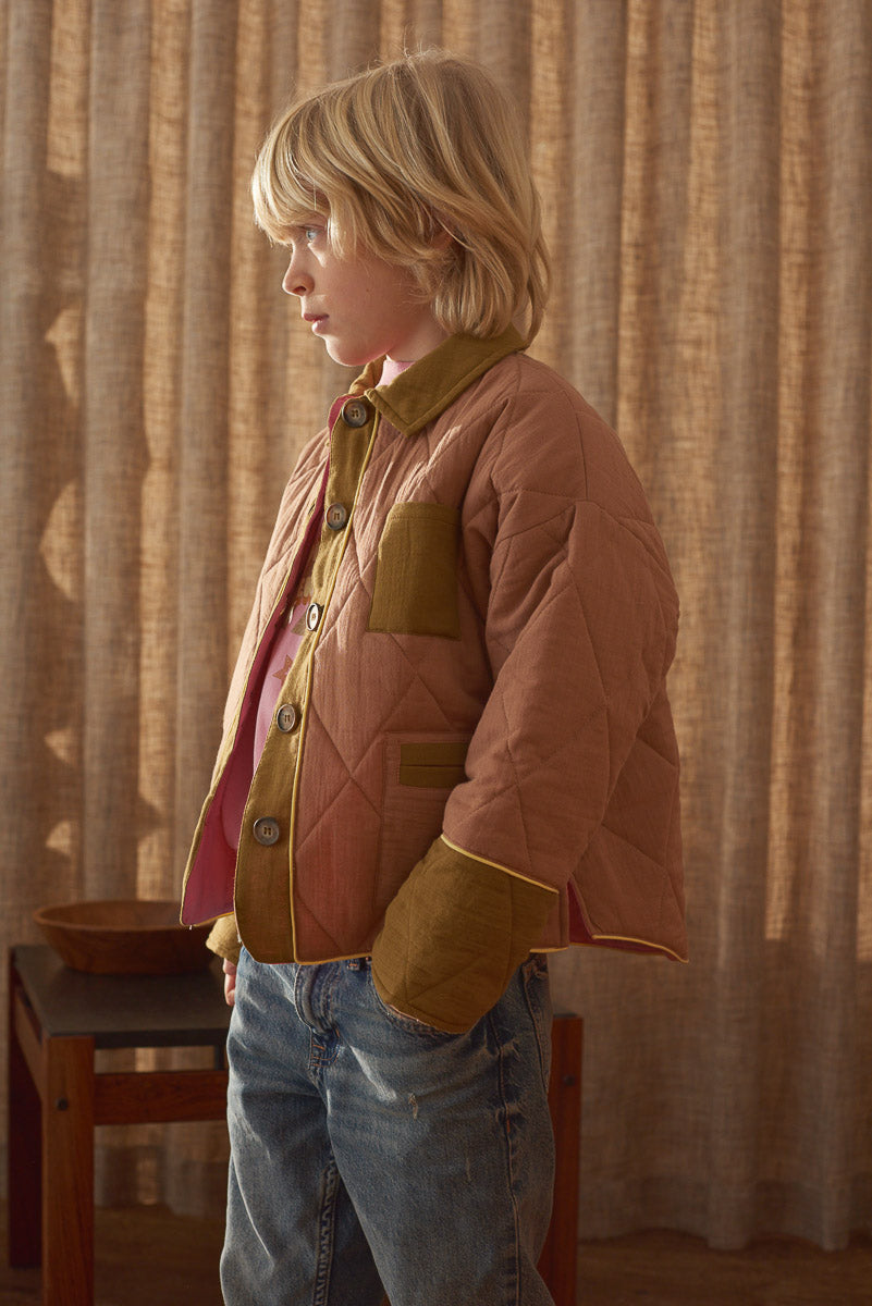 Look enfant veste Henriette coton matelassé couleur moka Marlot Paris