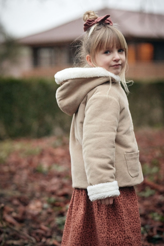 Andrea coat corduroy and faux fur lining biscuit 
