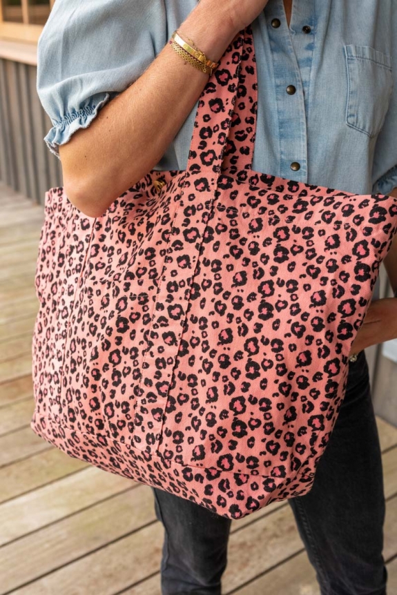 Pink Leopard maxi tote bag