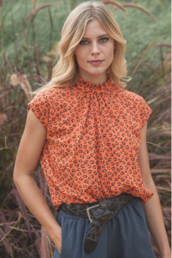 COSIMA BLOUSE orange leopard