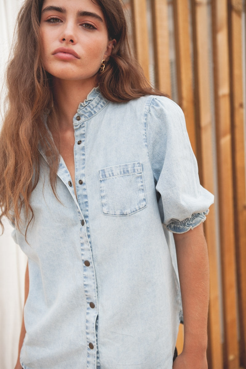 BLOUSE TESSA bleach denim-OUTLET-bleach denim-marlot-paris