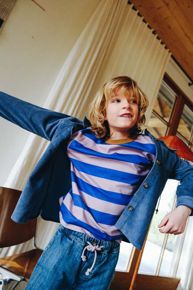 Tee-shirt Swann rayé-Enfant-rayé bleu mauve-marlot-paris