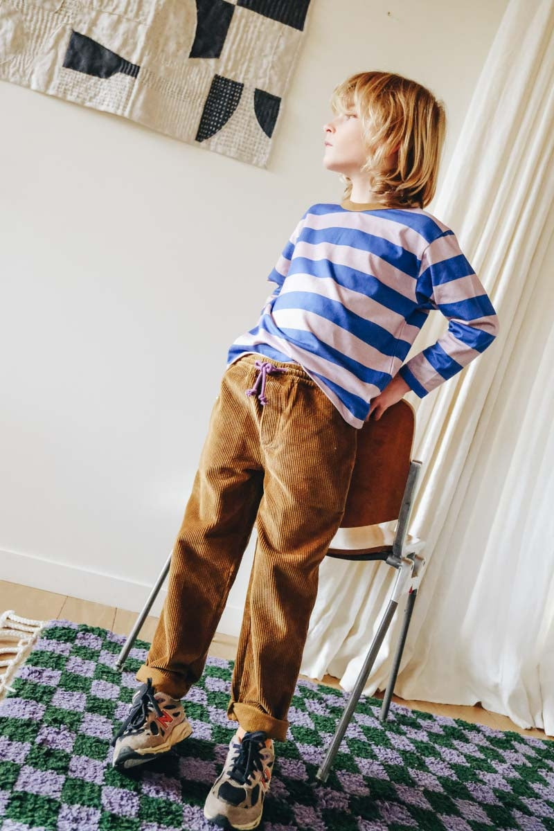 Tee-shirt Swann rayé-Enfant-rayé bleu mauve-marlot-paris