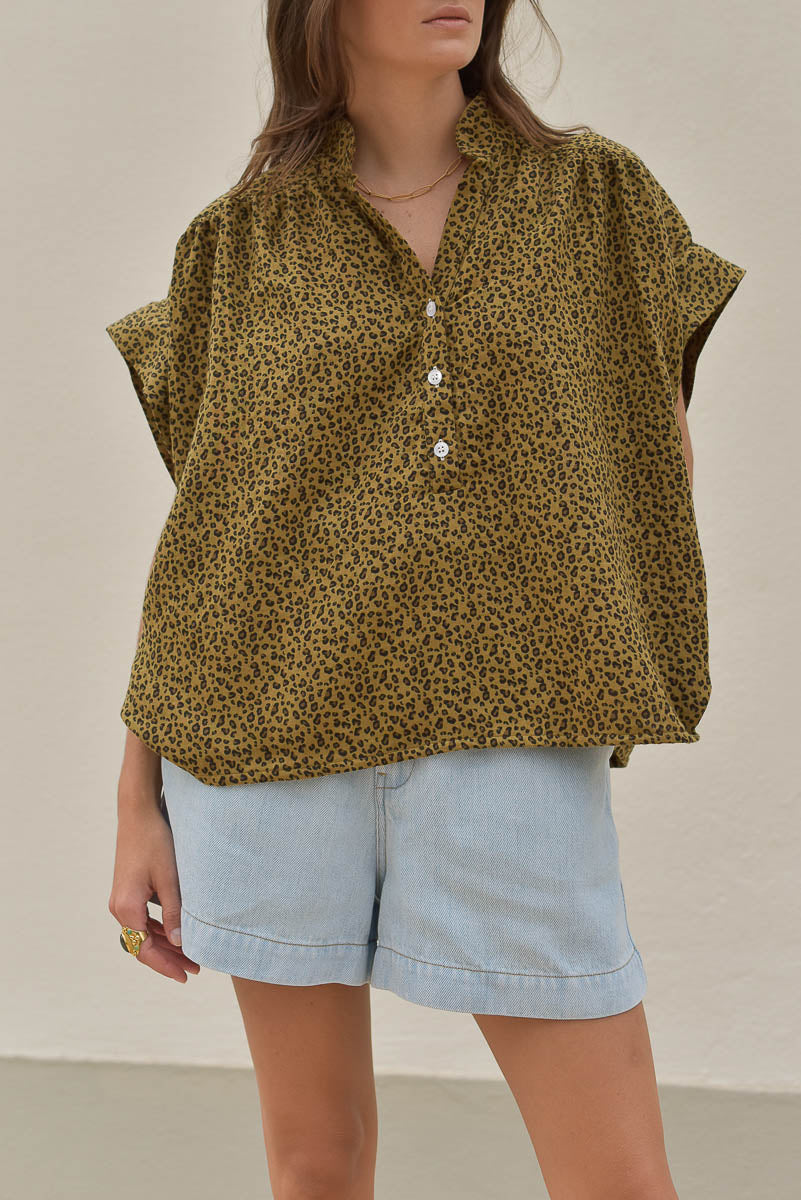blouse femme thé léopard gaze de coton marlot paris