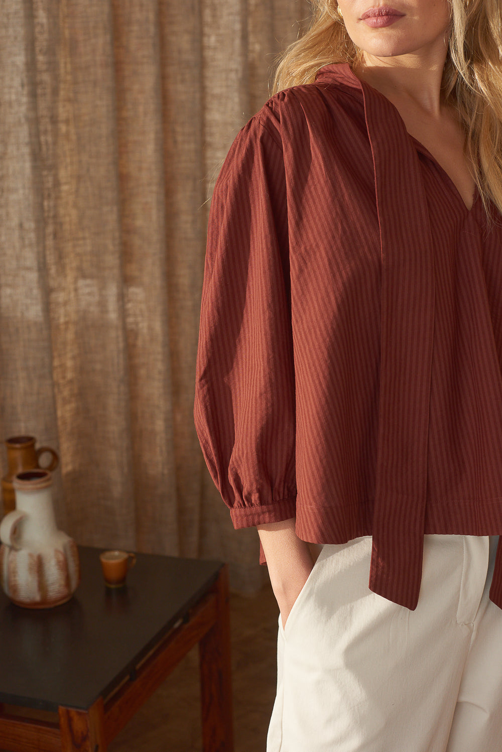 Détail manche chemise femme cléra brun Marlot Paris 