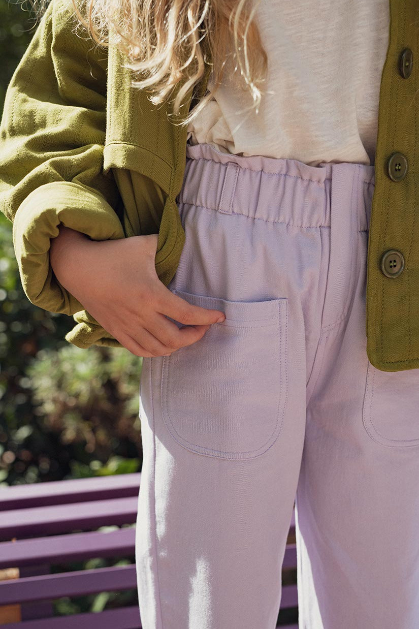 détail poche et manche veste fille gaze de coton kaki marlot paris
