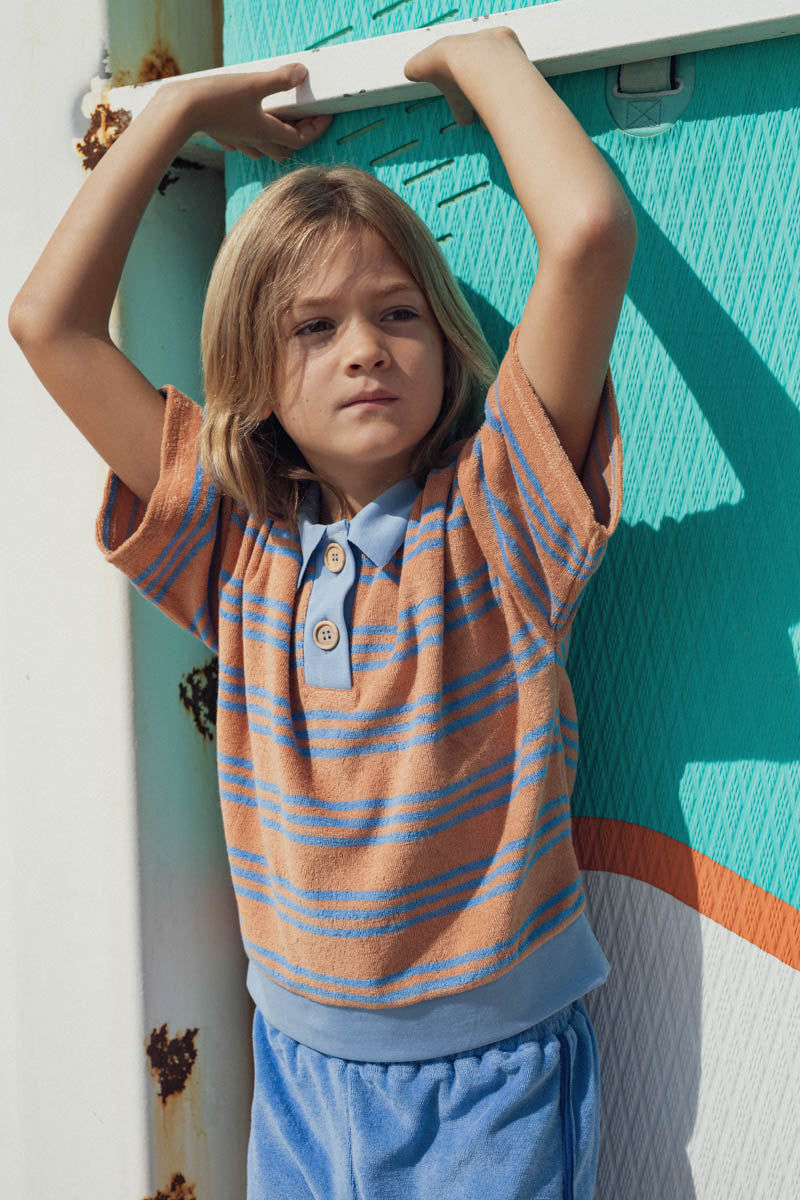 Polo Pol argile rayé-Enfant-vanille rayé-marlot-paris