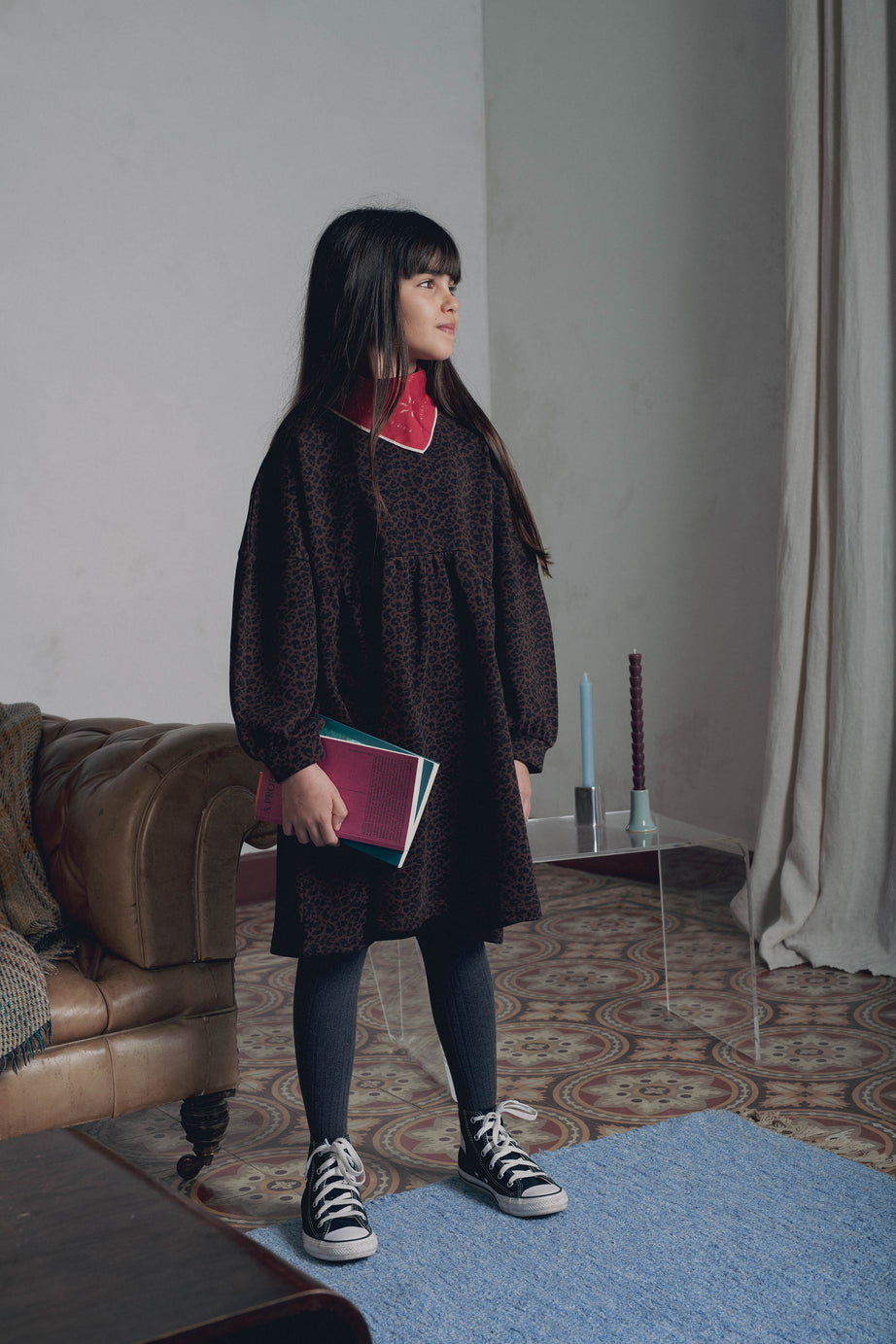 Look fille robe molleton coton léopard brun Marlot Paris 