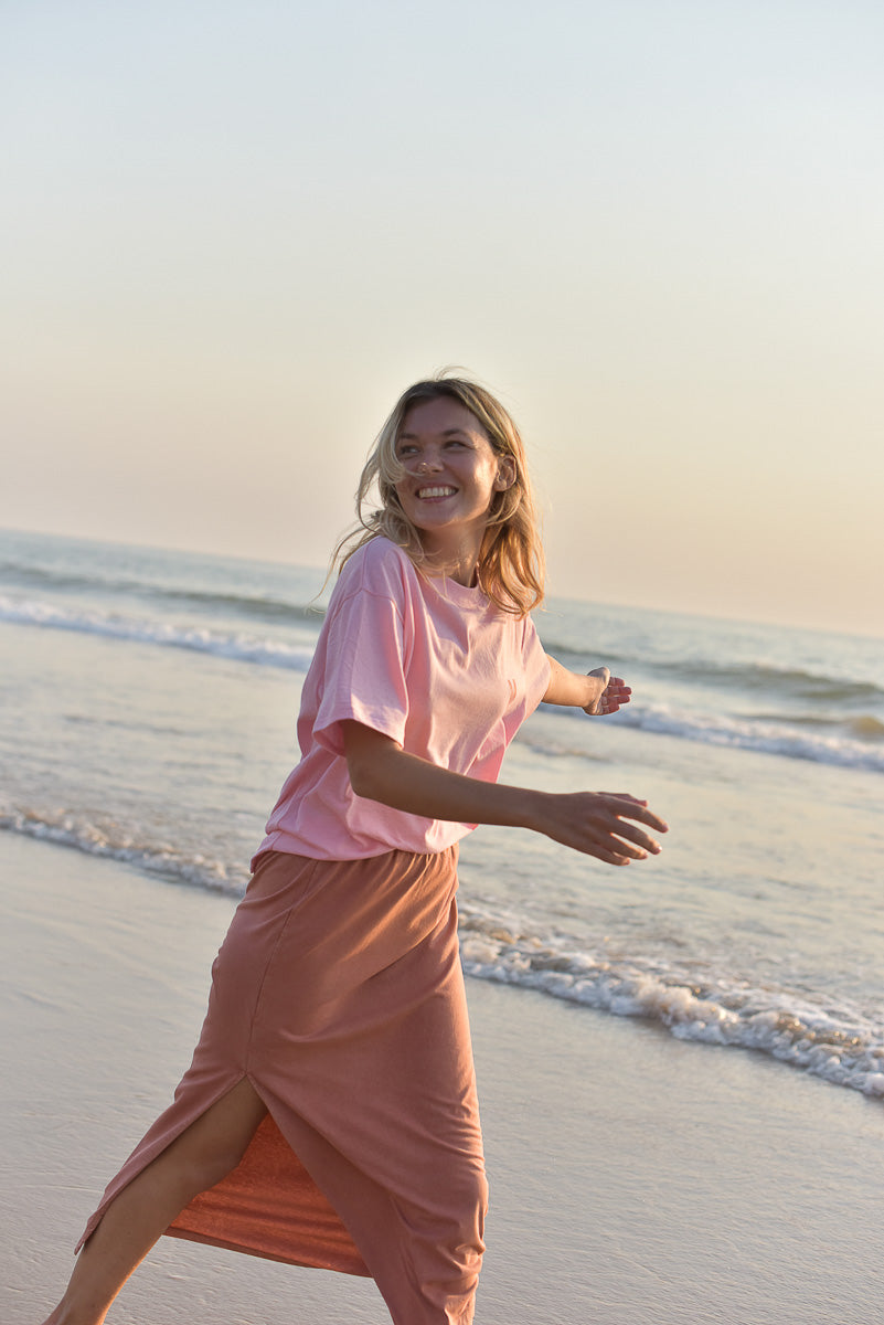 look femme bord de mer coton bio marlot paris jupe et tee-shirt 